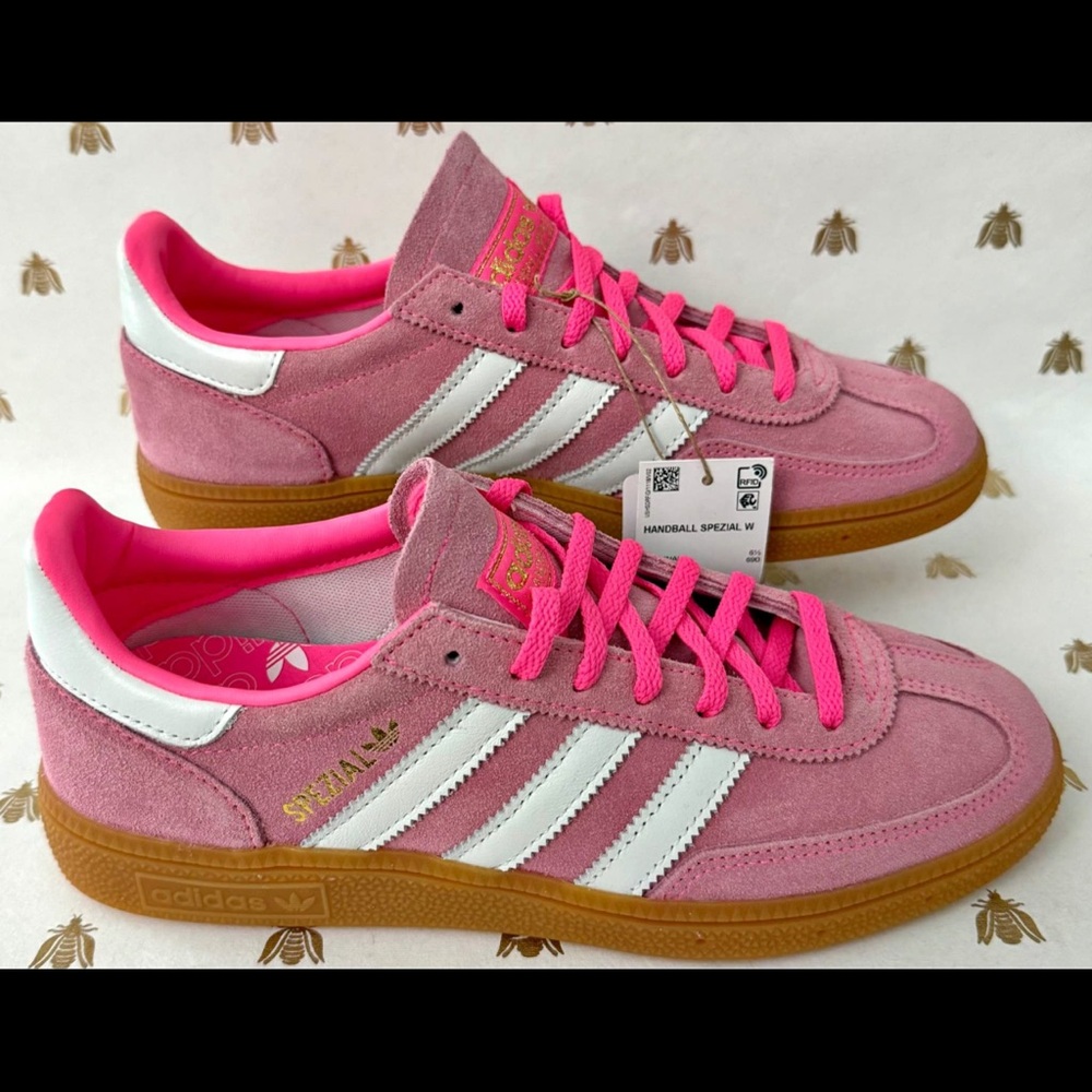 adidas Pink Suede Handball Spezial with White Stripes